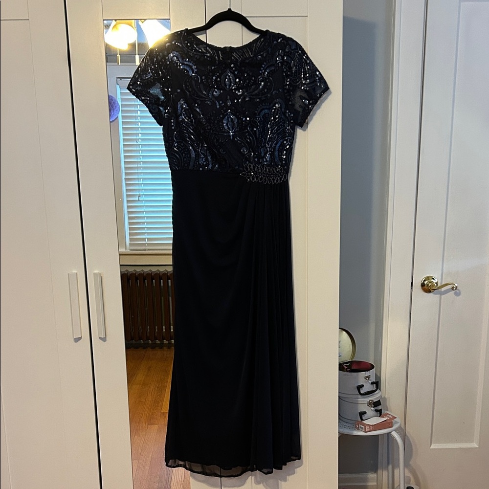 Alex Evenings Midnight Blue Sequin Midi Dress